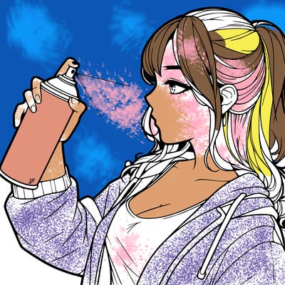 a realistic girl spray, painting