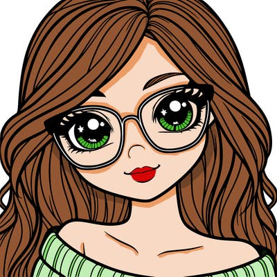 girl with beautiful eyes, hair, and glasses