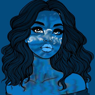 realistic girl with wavy hair and lips