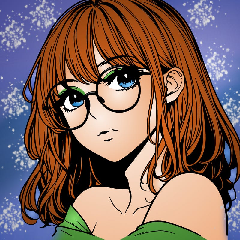 manga woman character with glasses and nice lips