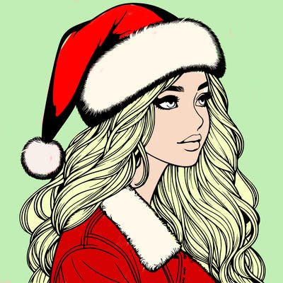 realistic girl in santa hat