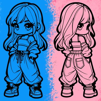 girl in crop top and baggy pants