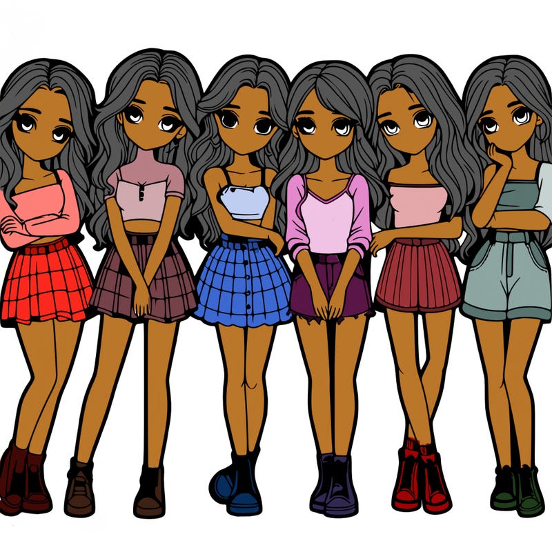a group of girls realistic