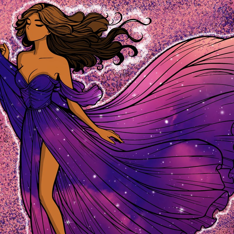 realistic woman in dress flowing the the wind