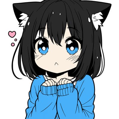 shy anime catgirl