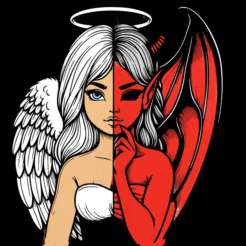 realistic angel half demon