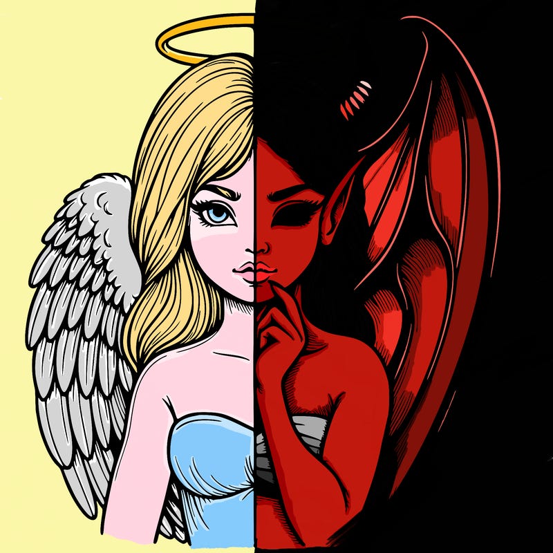 realistic angel half demon