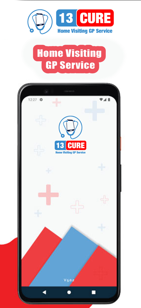 13CURE mobile app splash screen for home visiting GP services