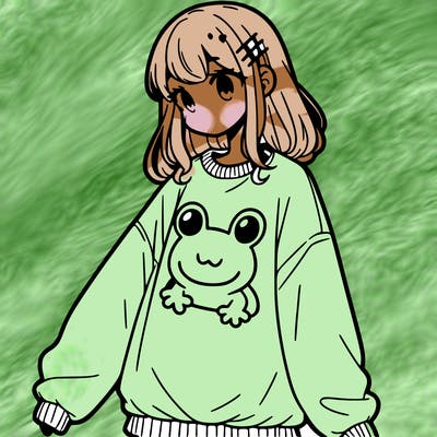 girl wearing frogging sweatshirt