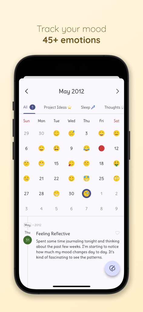 StoryPad: My Diary Journal - StoryPad mobile app mood tracking calendar with emotion emojis