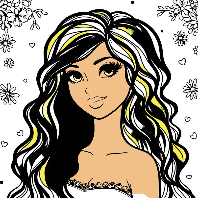pretty woman with long wavy hair