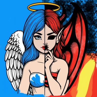 realistic angel half demon