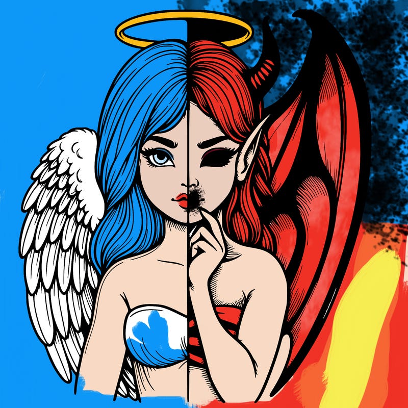 realistic angel half demon