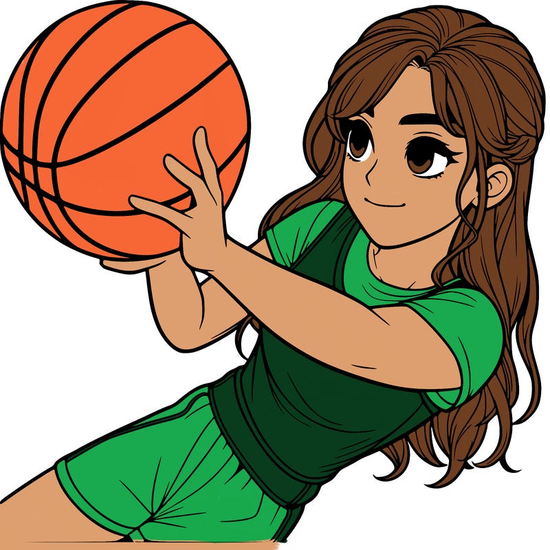 realistic girl playing basketball