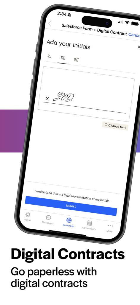 SalesRabbit - SalesRabbit app interface showing a digital contract signing screen with an electronic signature box