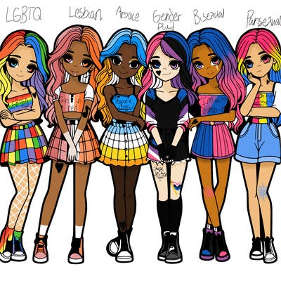 a group of girls realistic