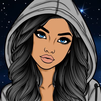 realistic beautiful girl with a hood on