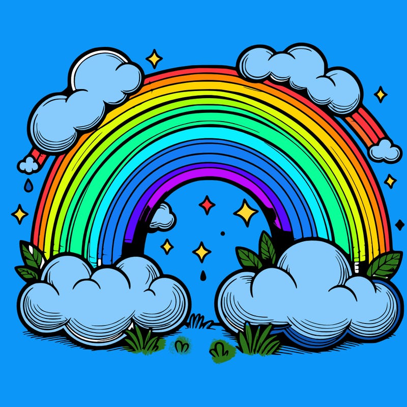 realistic rainbow and clouds