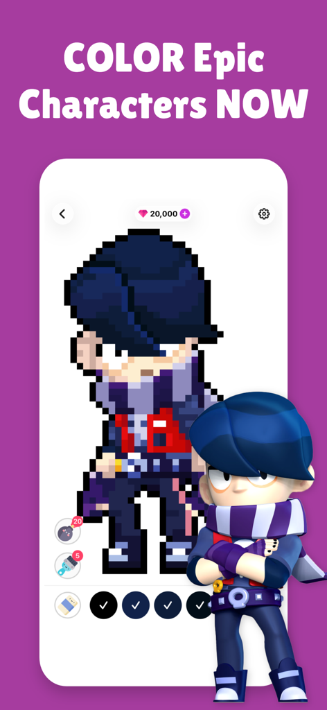 PixBrawl for Brawl Stars - PixBrawl app interface for coloring a Brawl Stars character by number