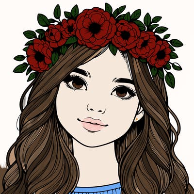 realistic girl with flower crown