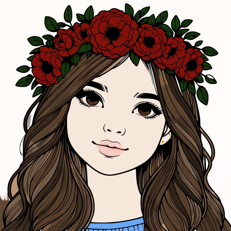 realistic girl with flower crown