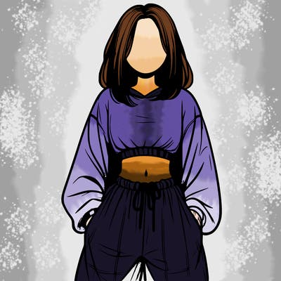 realistic girl faceless with baggy pants and a crop top