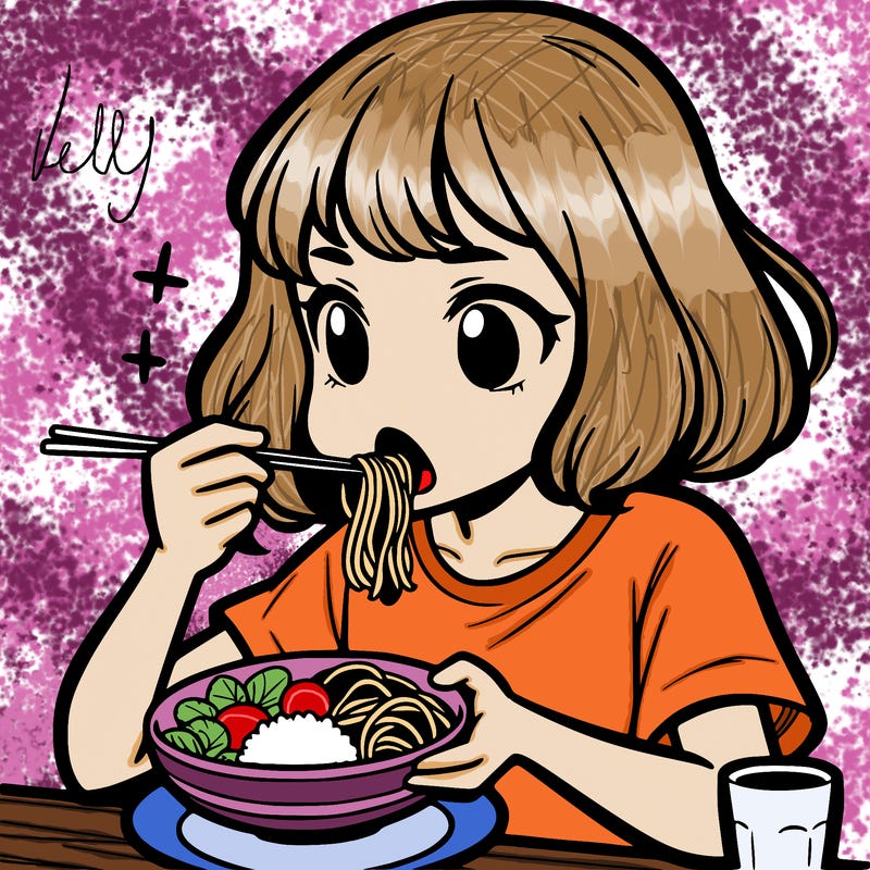 a girl eating food