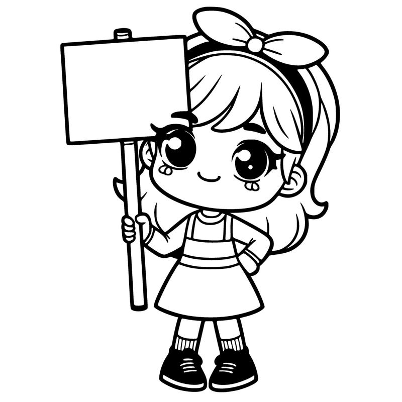 girl holding a sign