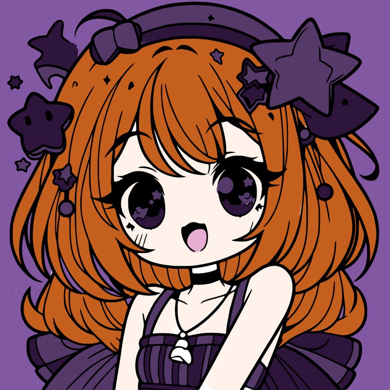 cute anime girl with star accessories