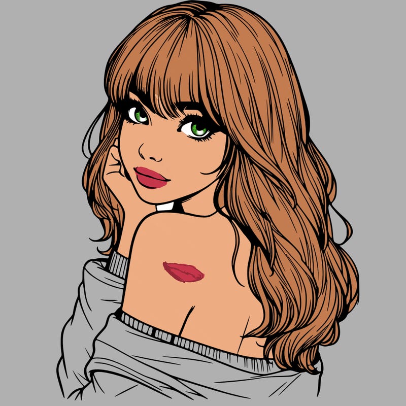 realistic girl with bangs looking over her shoulder