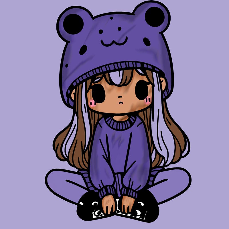 a girl wearing a frog hat and some frog socks