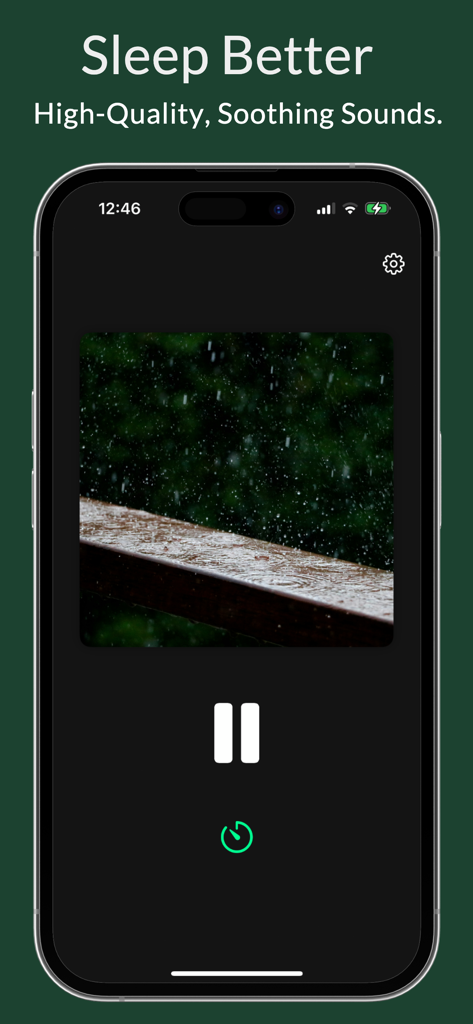 Fade Out White Noise - Benect - Benect app interface playing high quality rain sounds for sleep and focus