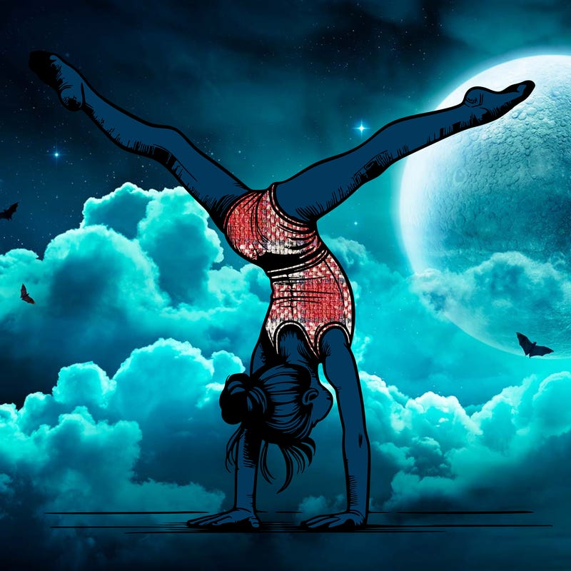 realistic gymnastic hand stand girl in four splits