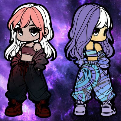 girl in crop top and baggy pants