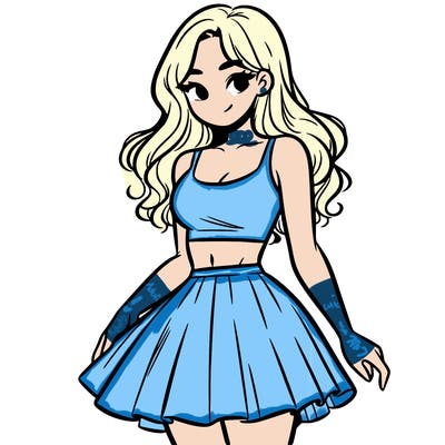 woman in a skirt and crop top