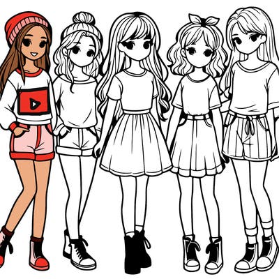 a group of five girls