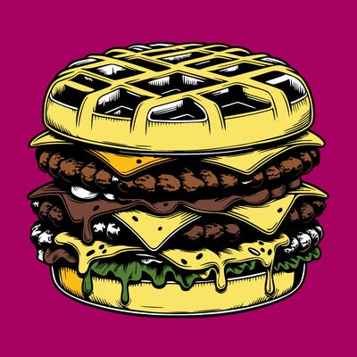 realistic waffle burger