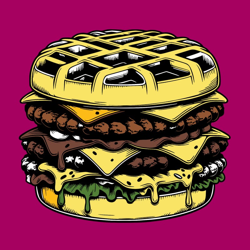 realistic waffle burger