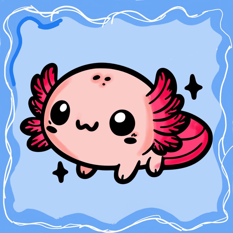 cute easy baby axolotl