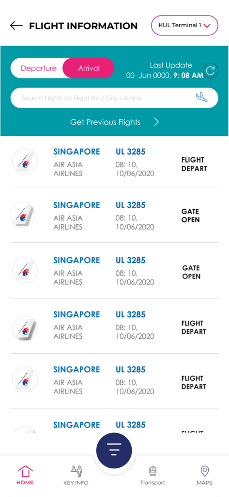 MYairports - MYairports 앱에서 KLIA의 실시간 항공편 상태 및 출발 업데이트