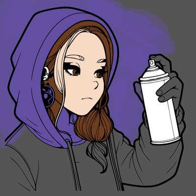 a realistic girl, spray painting