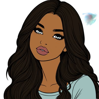 realistic girl with hair on her hair and lips