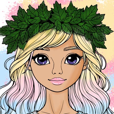 realistic girl with fall leaf crown
