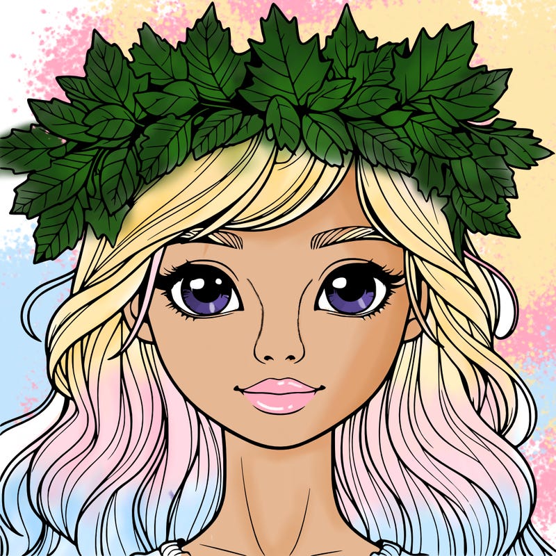 realistic girl with fall leaf crown