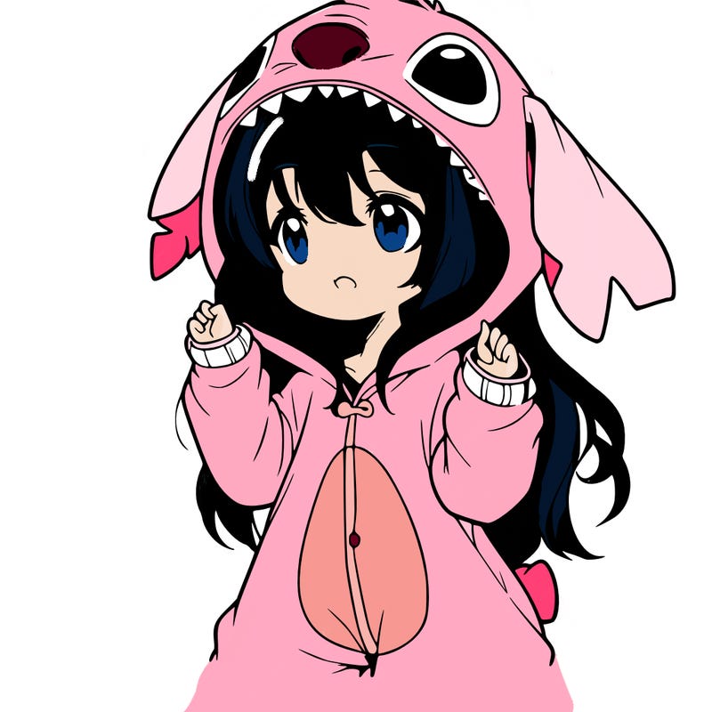 anime girl in a stitch onsie