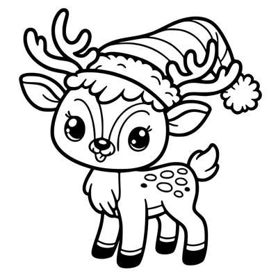 christmas reindeer with santa hat