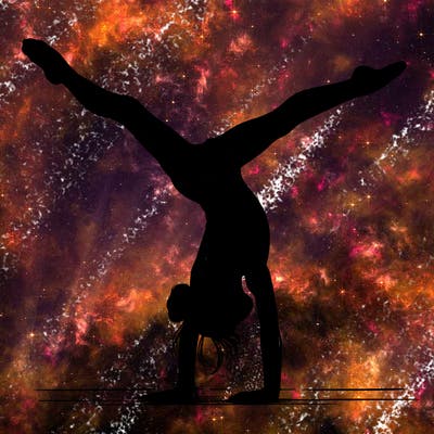 realistic gymnastic hand stand girl in four splits