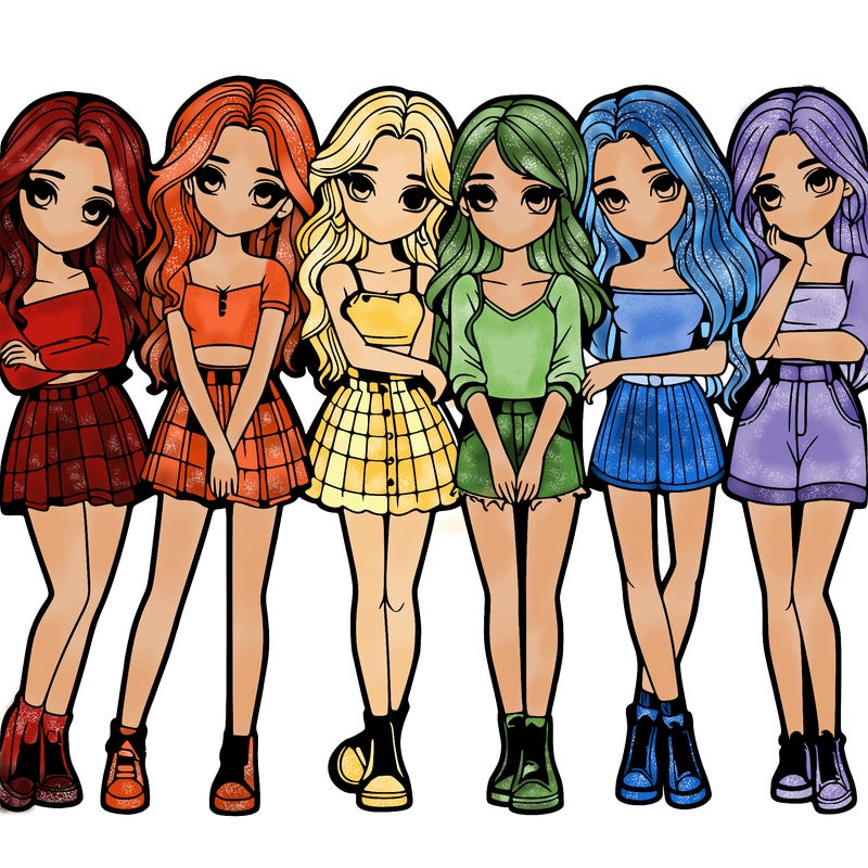 a group of girls realistic