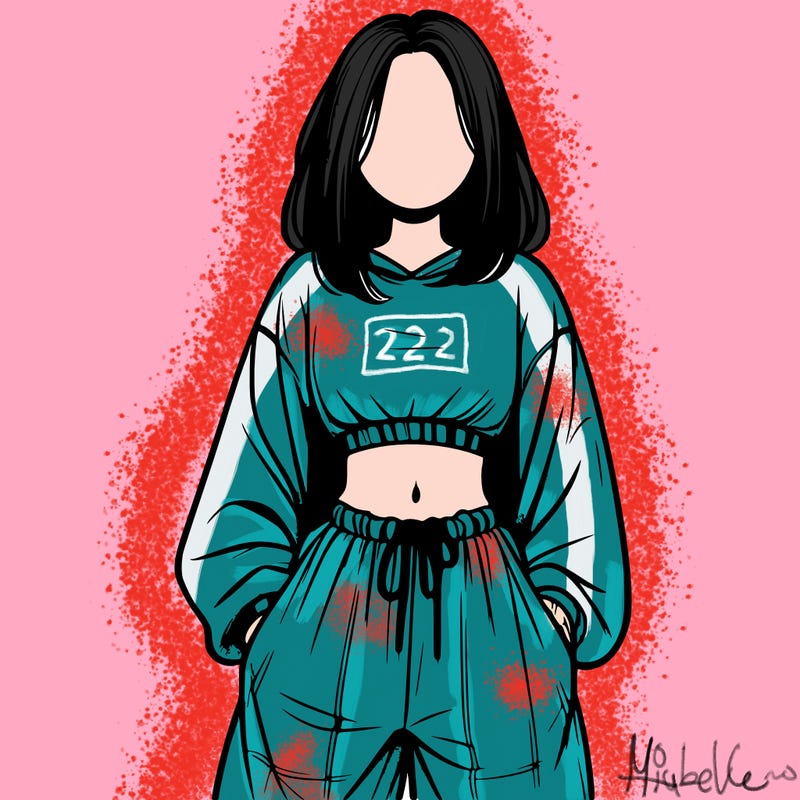 realistic girl faceless with baggy pants and a crop top