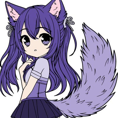 a realistic girl with wolf ears and a tail